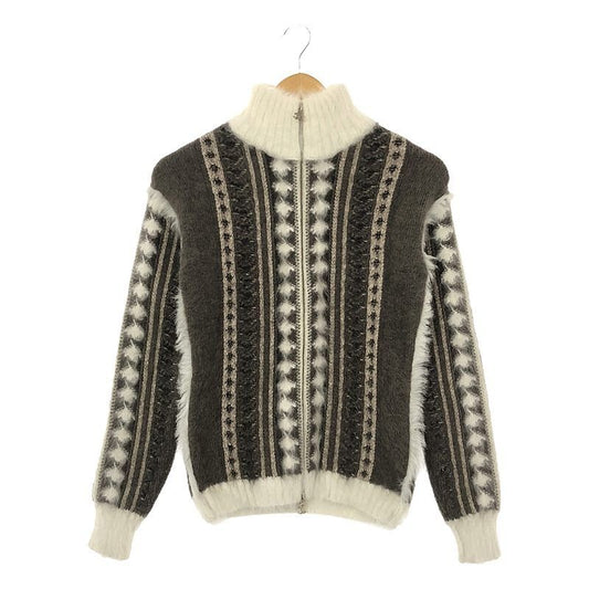 Chanel Angora Mohair Cashmere Zip-up Knit Cardigan Jacket 36 Gray
