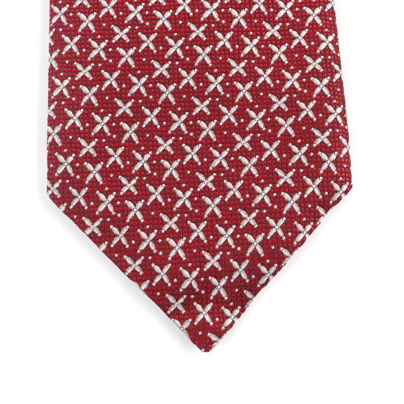 Bvlgari 100% Silk Sette Pieghe Wide Tie Tie Red All Over With Box Made In Italy