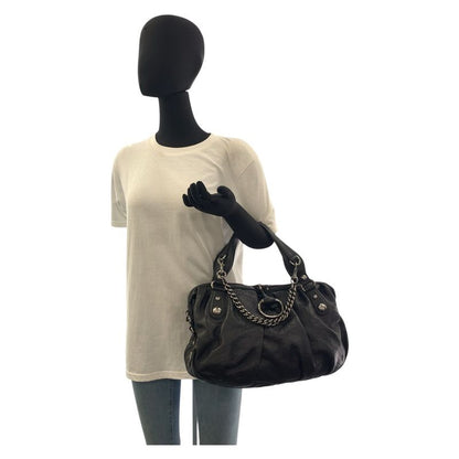 Gucci Horsebit Guccissima Black Silver Hardware Leather 228594 Handbag Shoulder