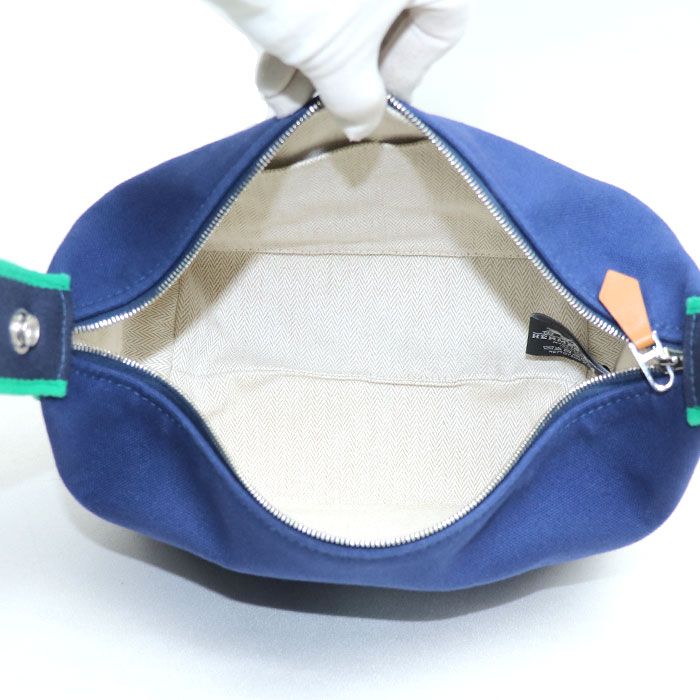 Hermes Brid A Black PM Pouch Blue/green 103222m Ladies Preowned