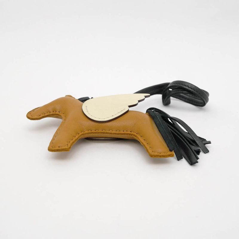 Hermes Pegasus PM Sesame Nata Black Anyo-miro U Engraved Bag Charm