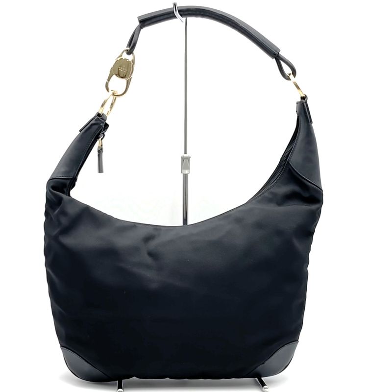 Gucci 001 4157 Shoulder Bag One Shoulder Canvas Leather Black Ladies Men