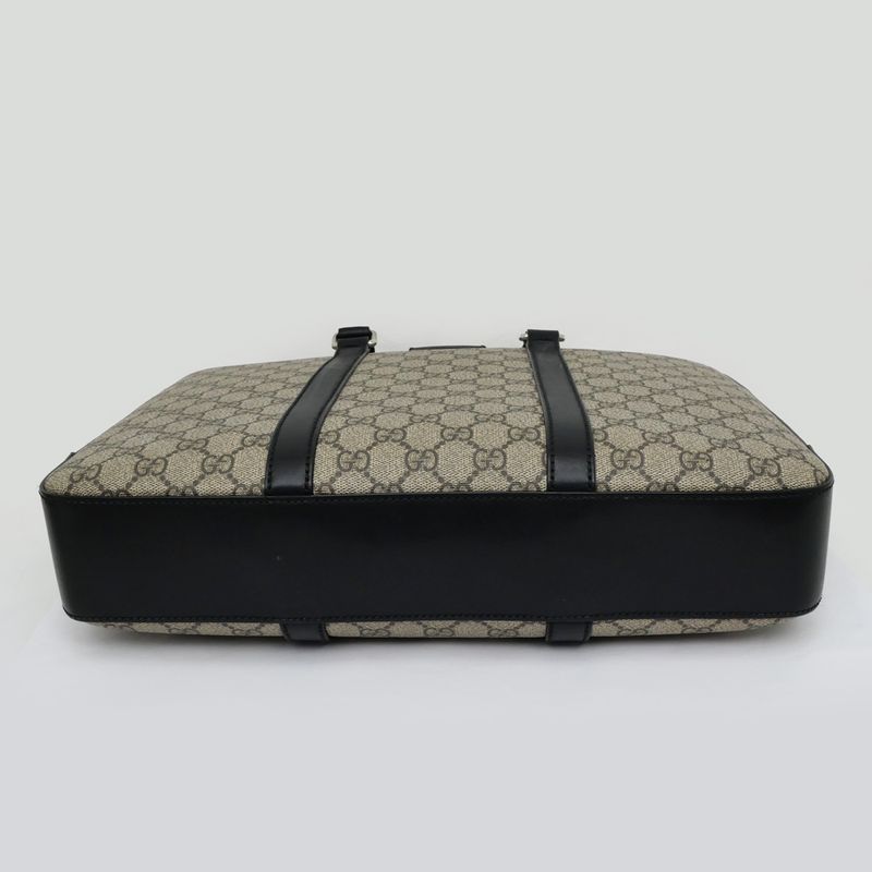 Gucci GG Supreme 2way Briefcase 450944 Bag Beige Black PVC Leather