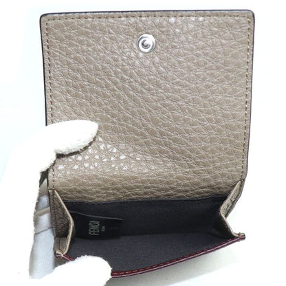 Fendi FF Logo Compact Wallet Trifold Wallet Bordeaux 7m0280 Ladies Preowned