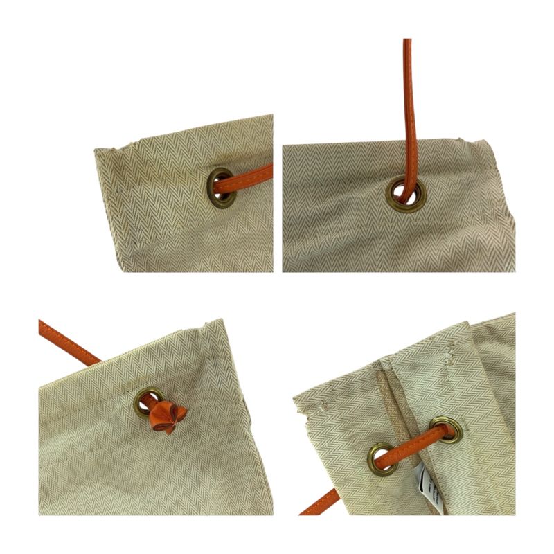 Hermes Aline GM White Orange Gold Hardware Canvas/toile Chevron Tote Bag Women