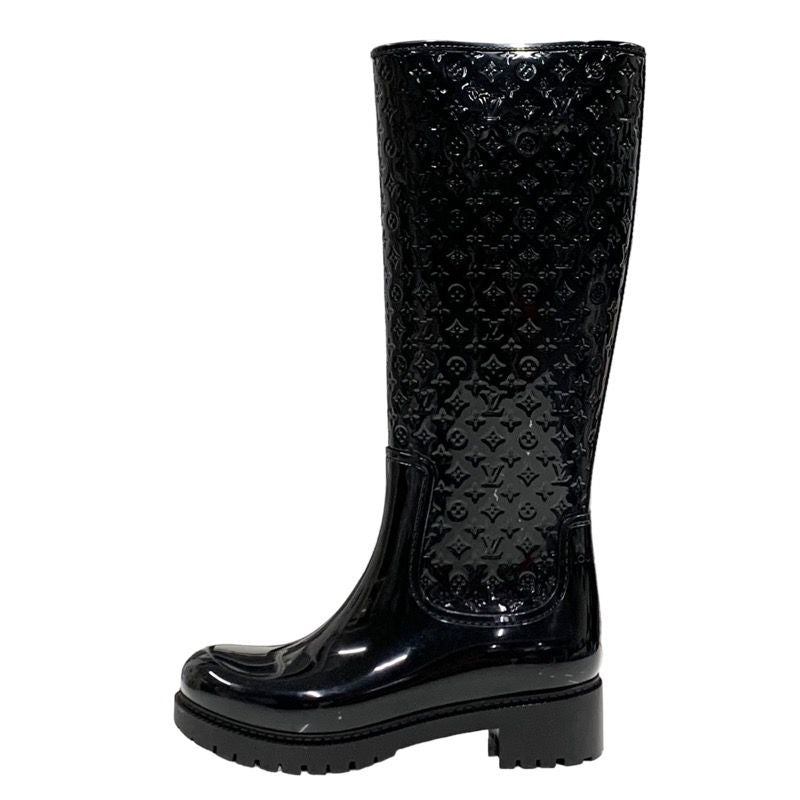 Louis Vuitton Drops Line Boots Long Boots Rain Boots Shoes Monogram Rubber Black