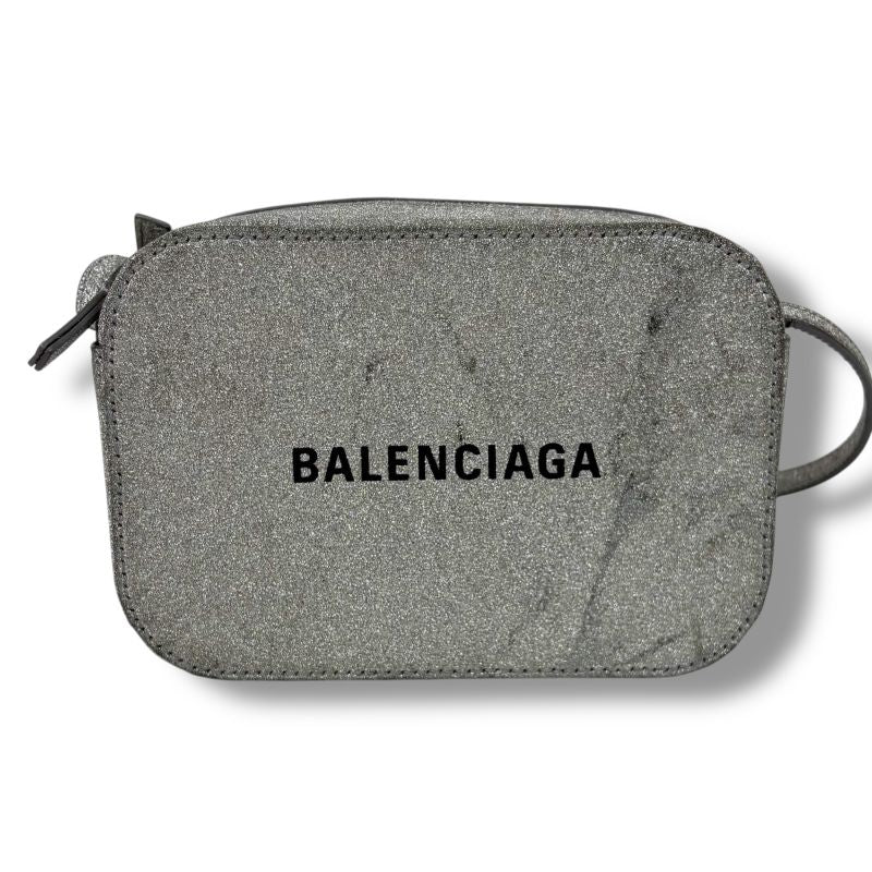 Balenciaga Camera Bag XS Everyday Mini Shoulder Bag Silver Lame Glitter Logo