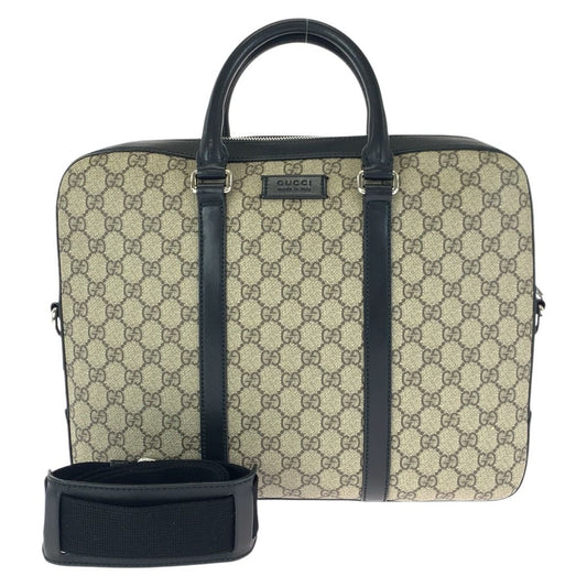 Gucci 2-Way Beige Black Silver GG Supreme Canvas Leather