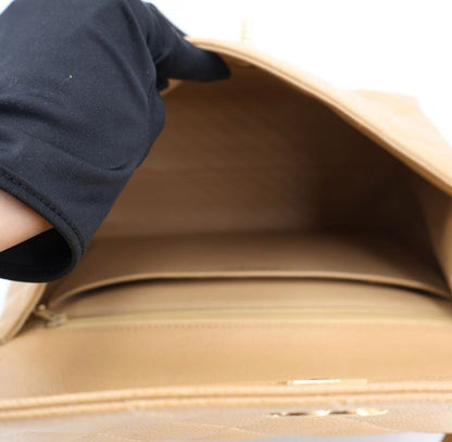 Chanel Matelasse Kelly Shape Top Handle Bag Handbag No 6 Caviar Skin Beige