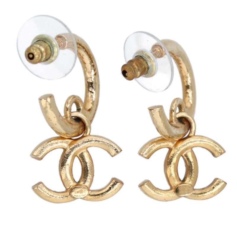 Chanel I24C Coco Mark Hoop Earrings Women's