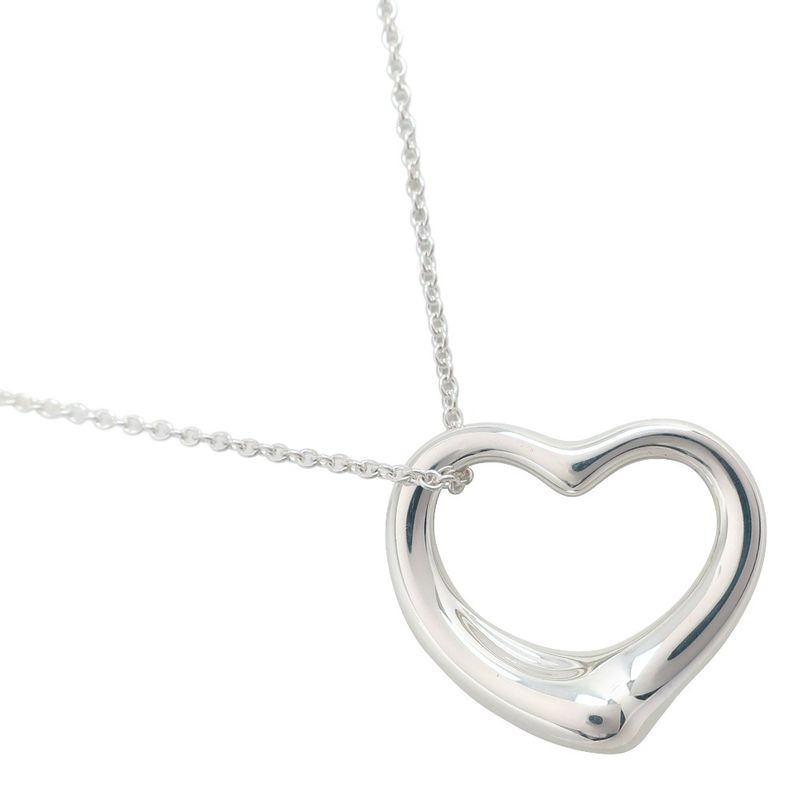 Tiffany & Co Open Heart Medium Elsa Peretti 925 Silver Ladies 9.8g Necklace