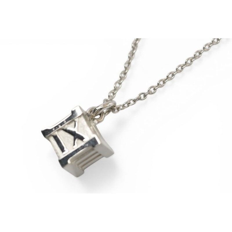 Tiffany & Co Necklace Pendant Silver Atlas Cube Width 0.8 cm