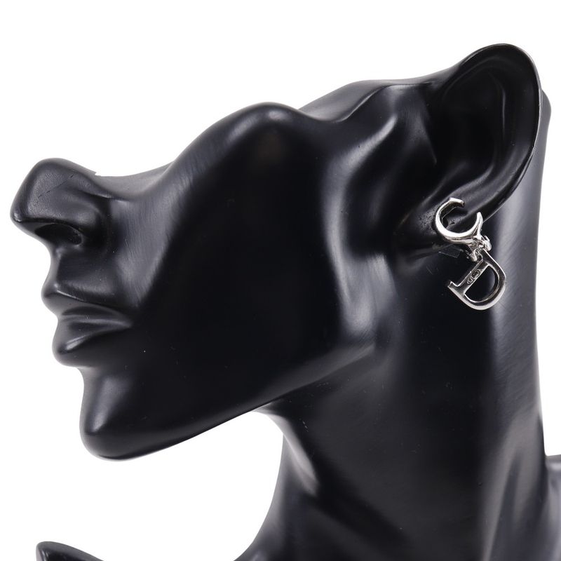 [dior] Christian Dior CD Logo Metal Silver Ladies 5.5g Earrings