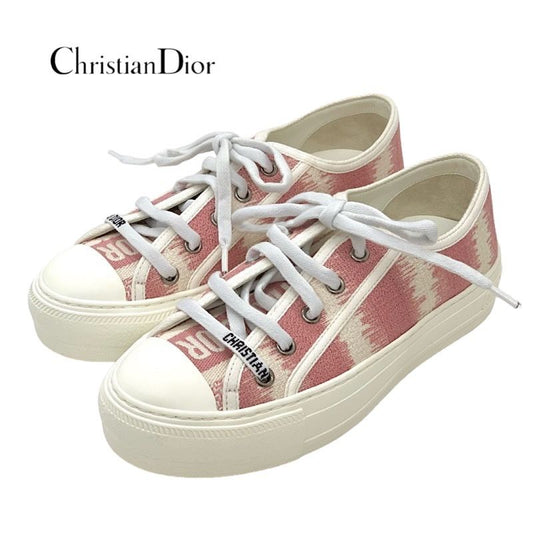 Christian DIOR WALK N DIOR Sneakers Shoes Fabric Pink White Jacquard Logo