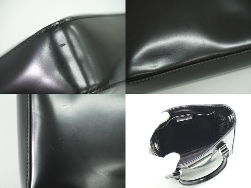 Authentic Prada Small Brushed Leather Tote 2WAY Shoulder Bag Handbag Pochette