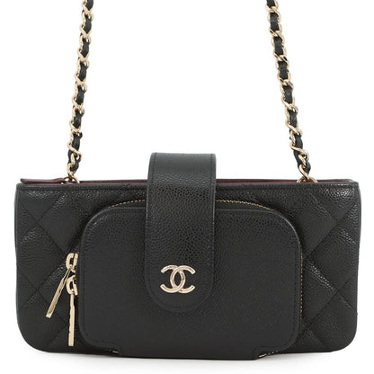 Chanel Phonecase Quilted Chain Shoulder Caviar Leather Bag
