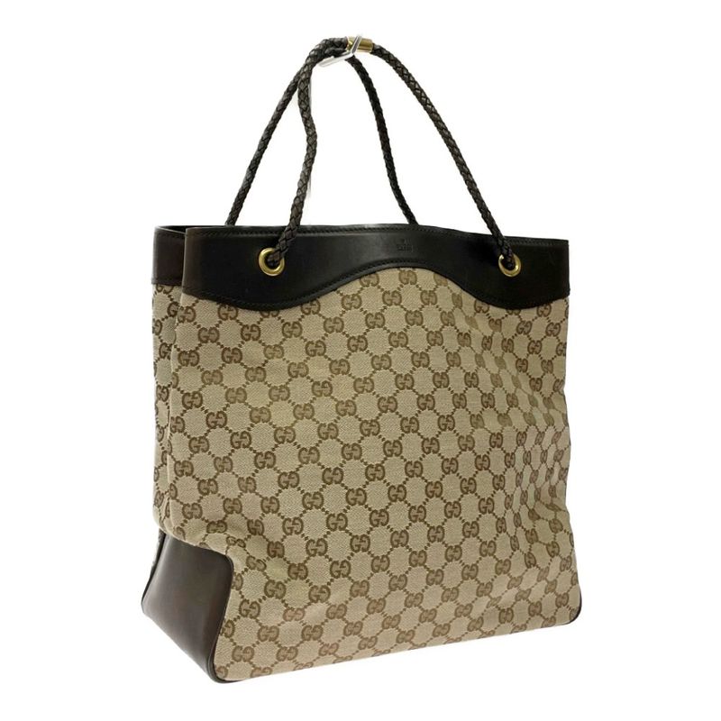 Gucci 109141 and 2123 GG Canvas Leather Shoulder Bag Brown 393403 Shoulder Bag