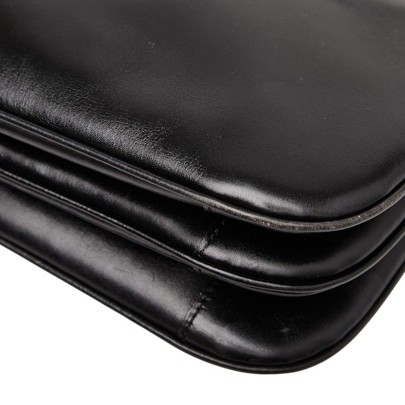 Celine Triomphe Crossbody Shoulder Bag Black Leather Women's Celine