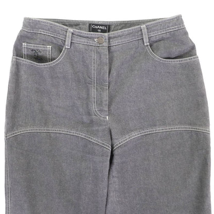 CHANEL Vintage 01P P17693 100% Cotton Coco Mark Rhinestone Coco Button Denim