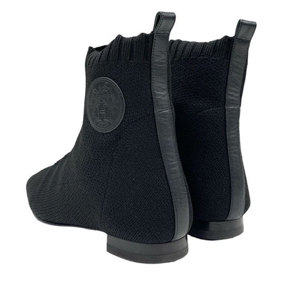 Hermes Duo Boots Short Boots Shoes Fabric Leather Black Socks Boots Exlibris