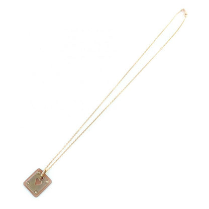Hermes Asdecourt Heart Necklace Pink Gold Brown Stamped Z With Box And Storage