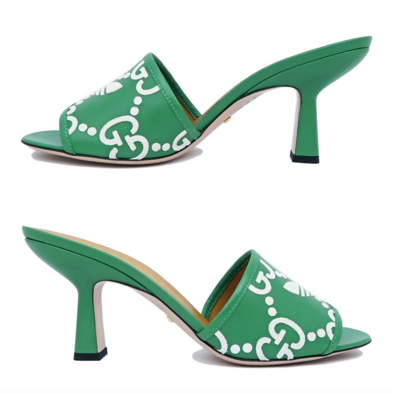 Gucci Adidas Collaboration Sandals Green 722445 Size 40 Mule Heel