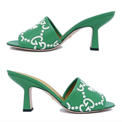 Gucci Adidas Collaboration Sandals Green 722445 Size 40 Mule Heel