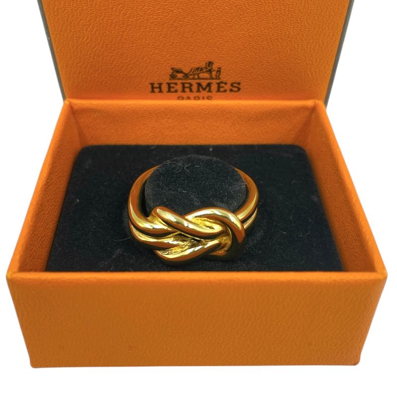 Hermes Scarf Ring Engraved Gold With Box