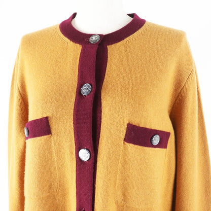 CHANEL 20AW P71510 100% Cashmere Coco Mark Buttons Bi-color Long Sleeves Long