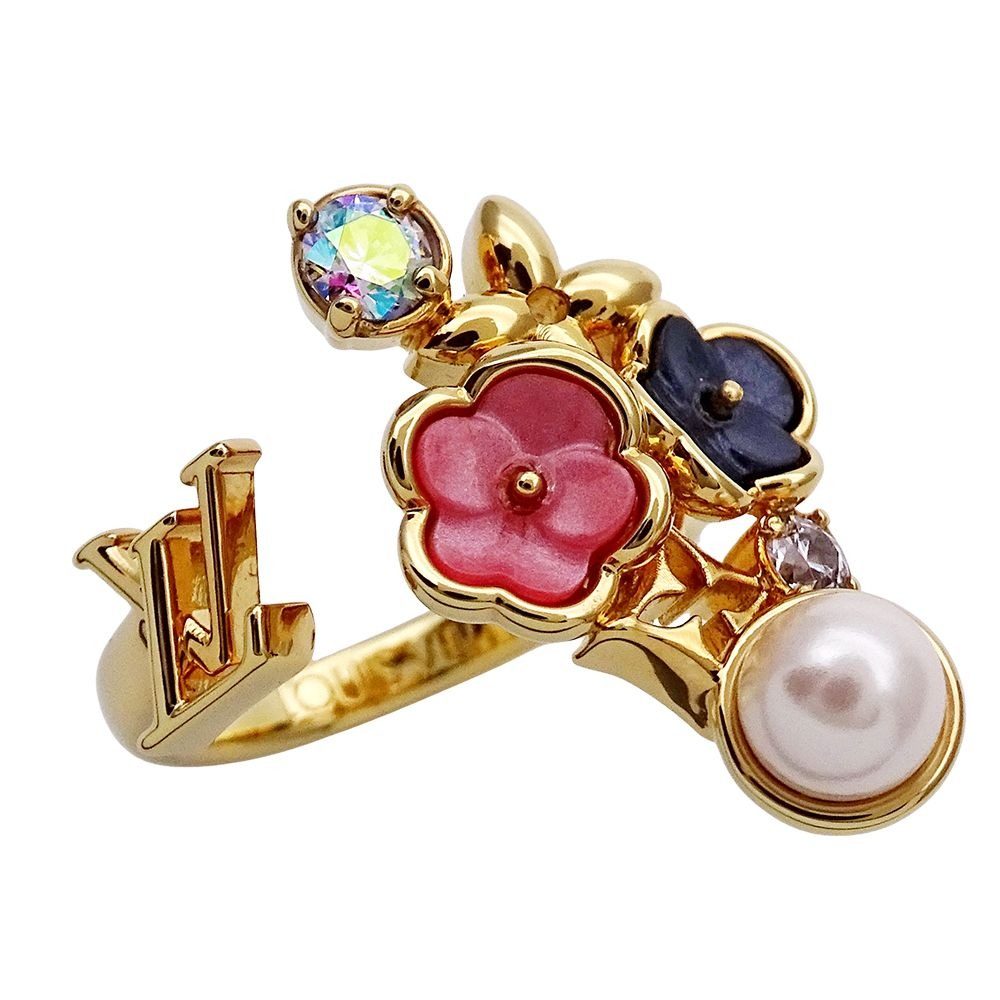 Louis Vuitton Ring LV Botanica Line Stone Gold M Flower Large