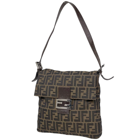 Fendi Zucca Pattern Shoulder Bag Canvas Brown