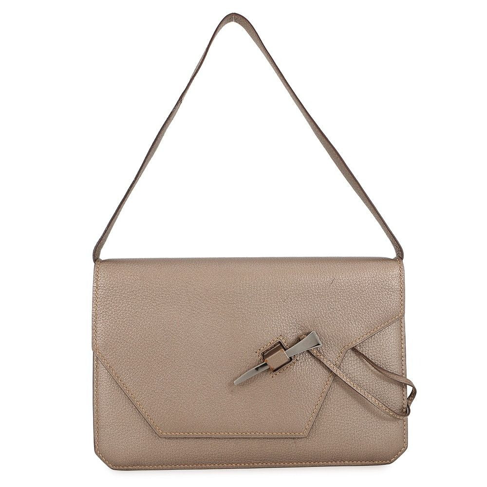 Hermes Shoulder Bag Envelope Gold Silver Chevre Misor