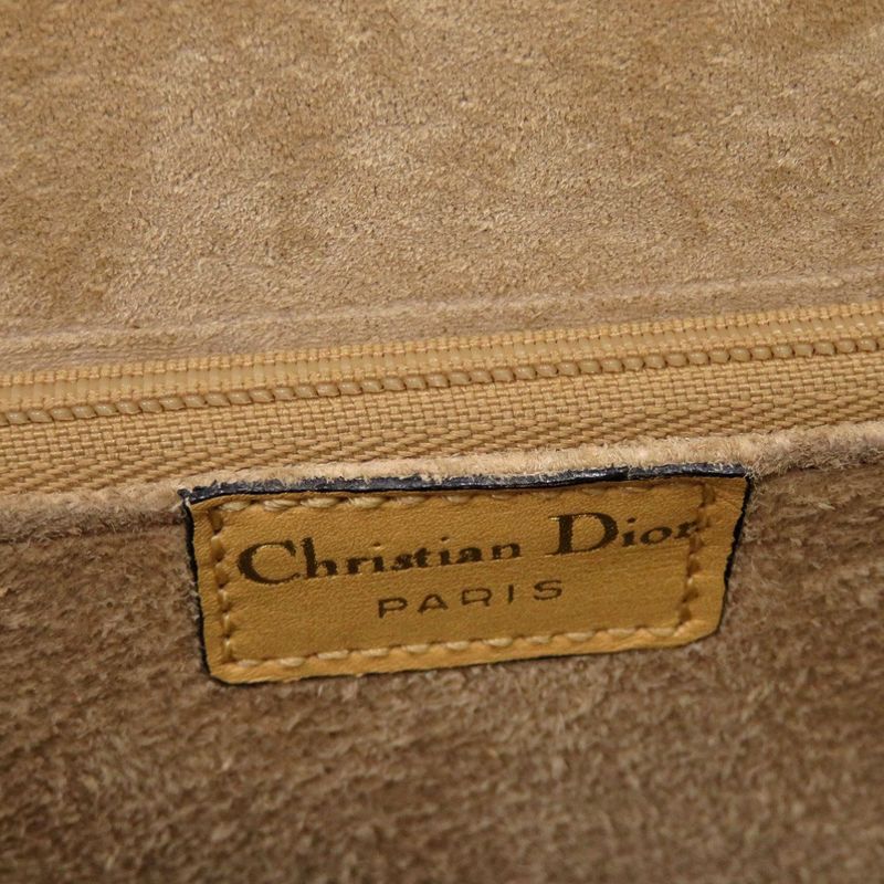 Christian Dior Vintage Leather Beige Gold Hardware Shoulder Bag 0697 Christian