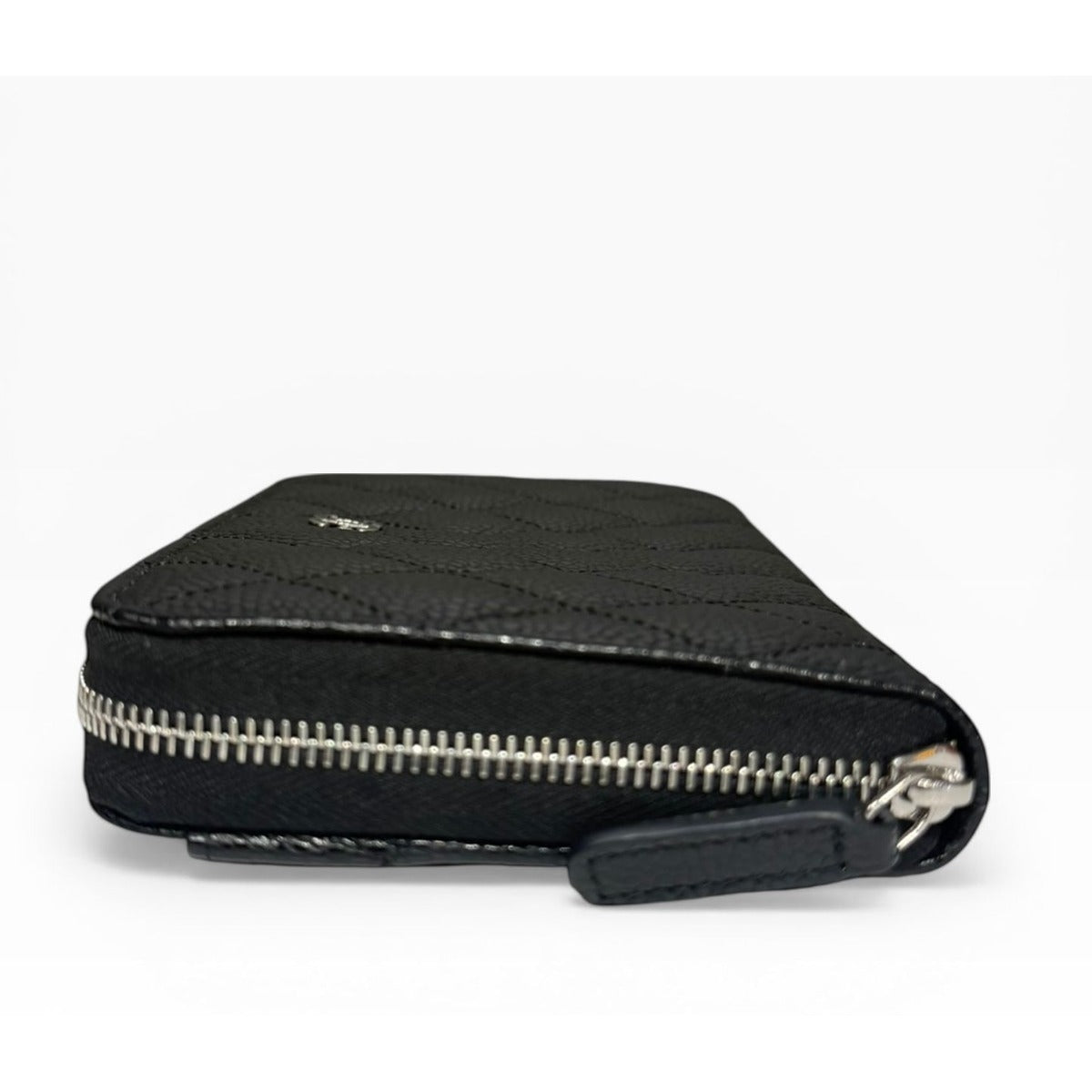 Chanel Quilted Classic Long Zip Wallet Caviar Black Silver — view 3
