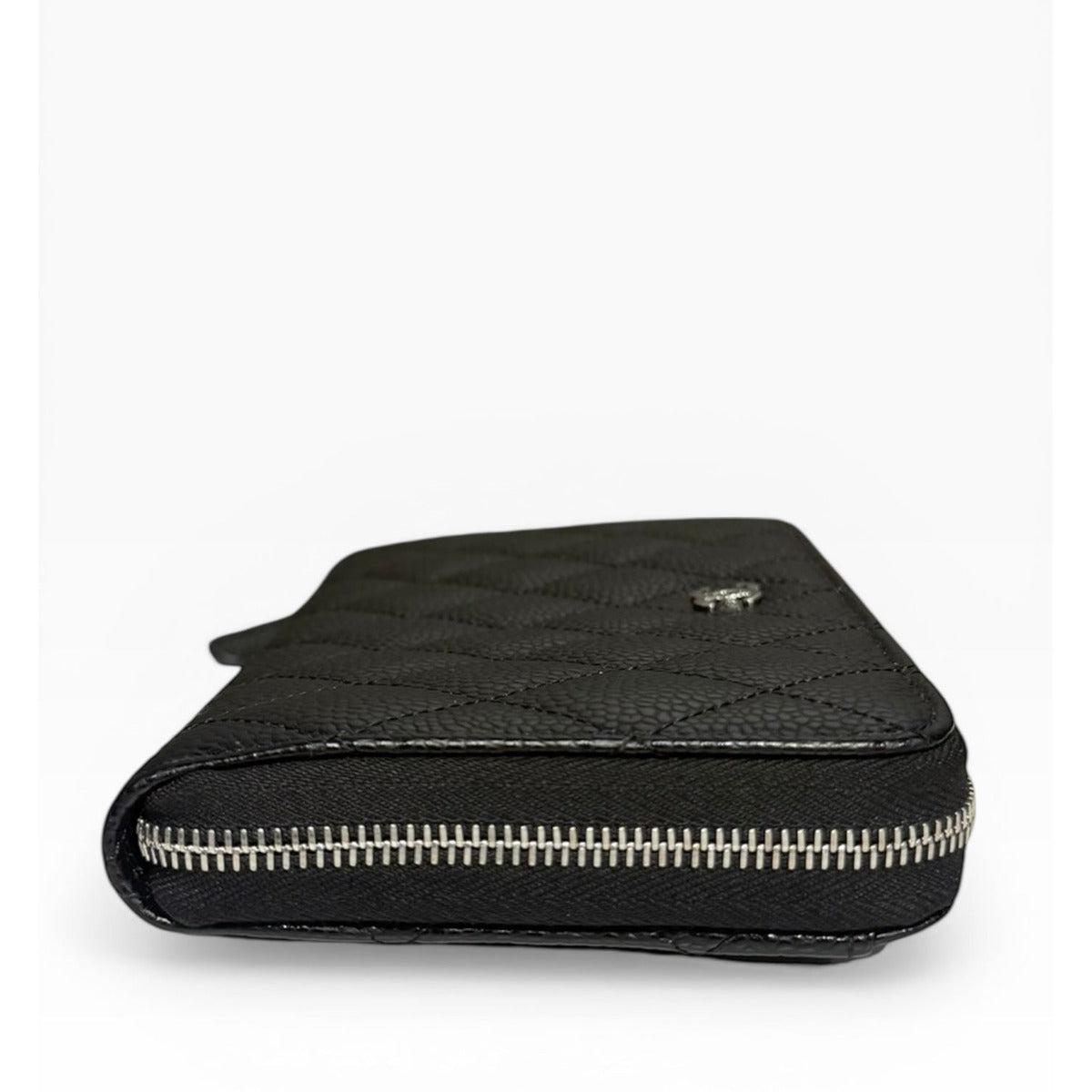 Chanel Quilted Classic Long Zip Wallet Caviar Black Silver — view 4