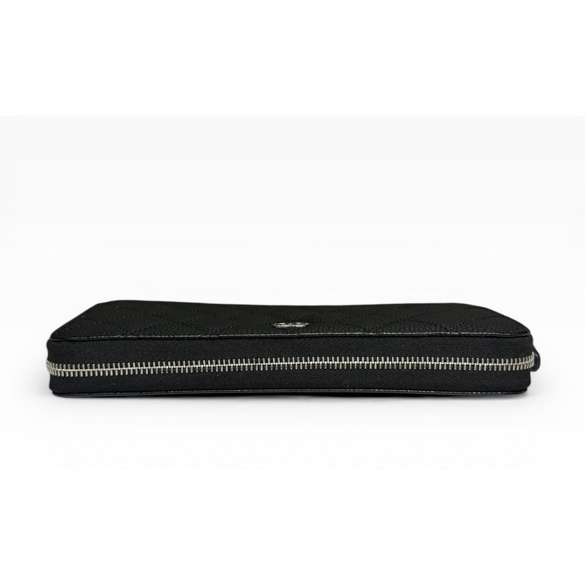 Chanel Quilted Classic Long Zip Wallet Caviar Black Silver — view 5