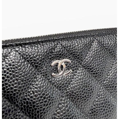 Chanel Quilted Classic Long Zip Wallet Caviar Black Silver — view 6