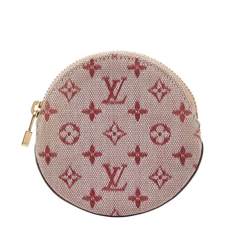 Louis Vuitton Monogram Mini Porte Monet Ron Threes Red Canvas Leather