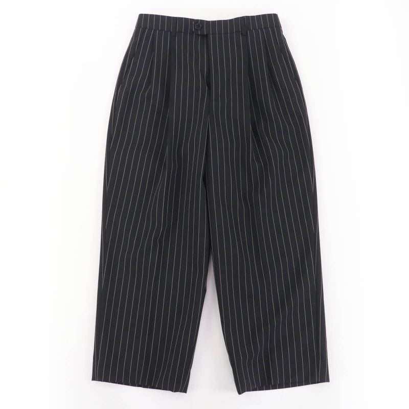 Celine 2 M Wool Cotton Eddy Period Striped Skater Pants Slacks Black 36