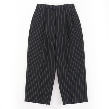 Celine 2 M Wool Cotton Eddy Period Striped Skater Pants Slacks Black 36