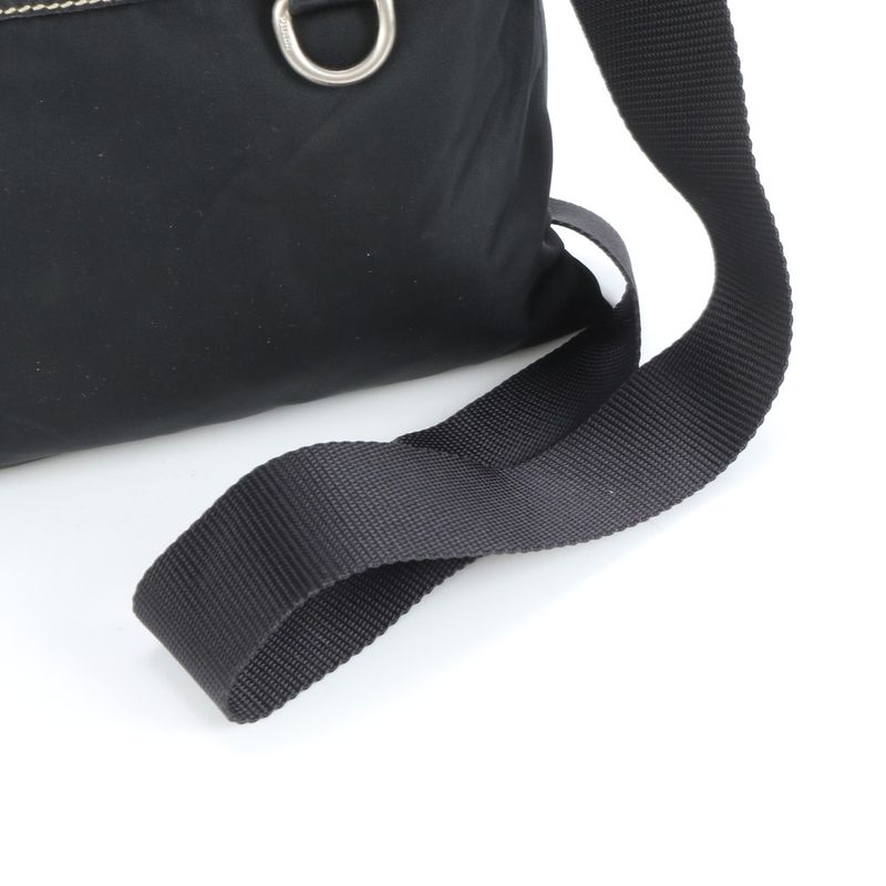 Prada Tessuto Nylon Triangle Logo Leather X Nylon Shoulder Bag Crossbody