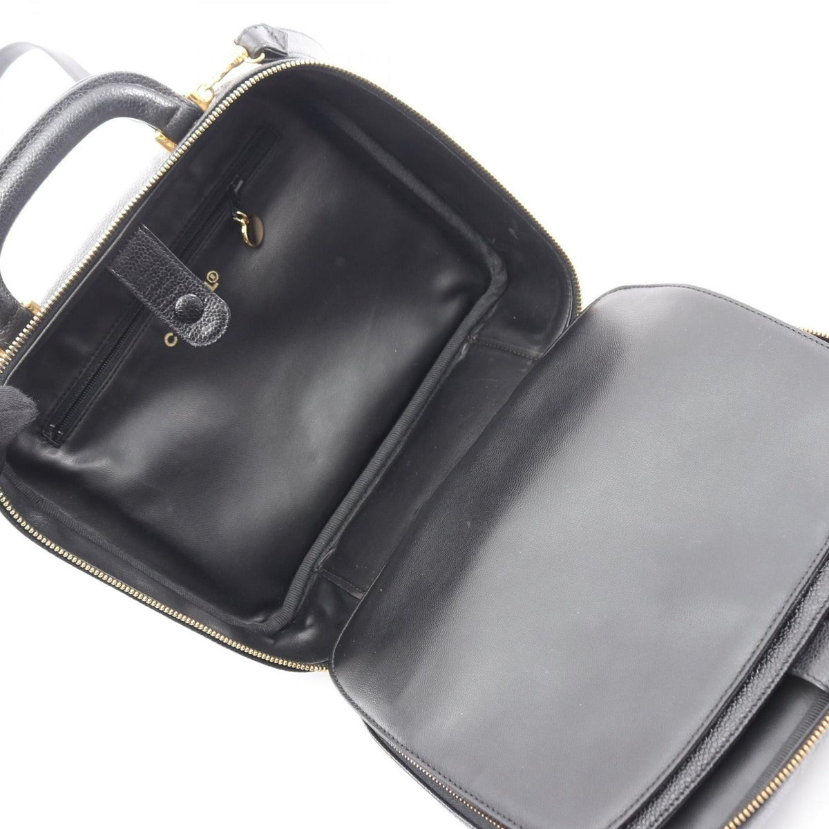 Chanel Handbag CC Logo Black Calf CC 2-Way Vanity Bag — view 4