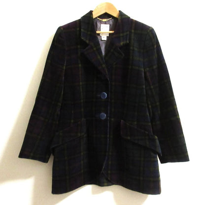 Celine Vintage Velour Check Print Long Jacket 40