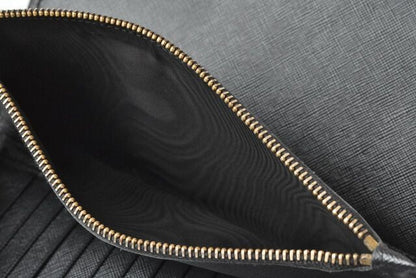 Prada Wallet Men's Prada Long Wallet 1m1302 Saffiano Shape Pressed Leather NERO
