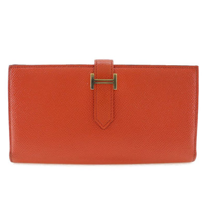 Hermes Bearn Souffle Vaux Epson Orange T Ladies Long Wallet