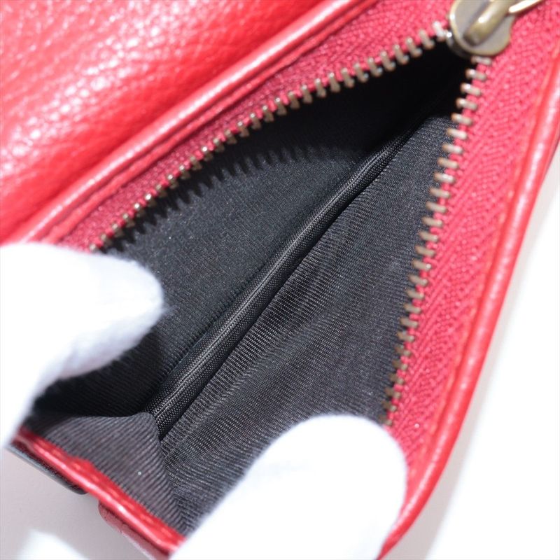 Gucci Animalier Taiga Head Leather Compact Wallet 453169 Red Made In Italy