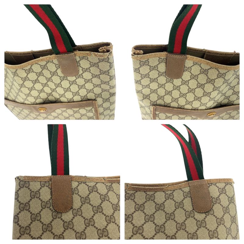 Gucci Vintage Old Gucci Sherry Line Beige Brown GG Supreme Canvas 39 02 003