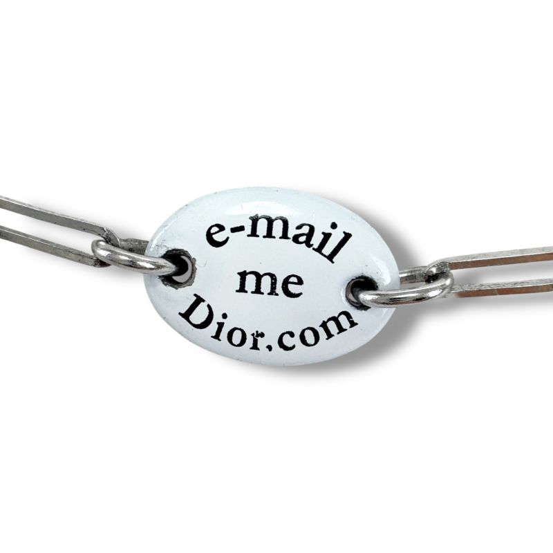 Christian DIOR J'adore E-mail Me Plate Necklace White Silver Color Accessories