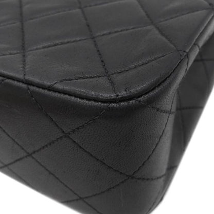 Chanel Shoulder Bag Full Flap Bag Lambskin Black Gold Hardware Black Chain