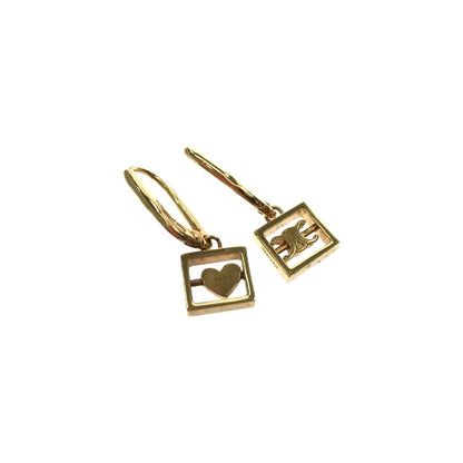 Celine Earrings Heart & Logo Gold Color Women's Accessories